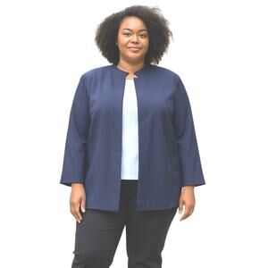 Napa Valley Blue Open Front Blazer 22W Silky Lining Notched Collar Career Office